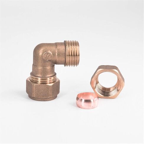 Lkq-Brass Adapter 15mm-35mm Brass Compression Elbow Junction Union Joint Coupling Connector Adapters, Garden Hose Connector(15mm) in Kuwait