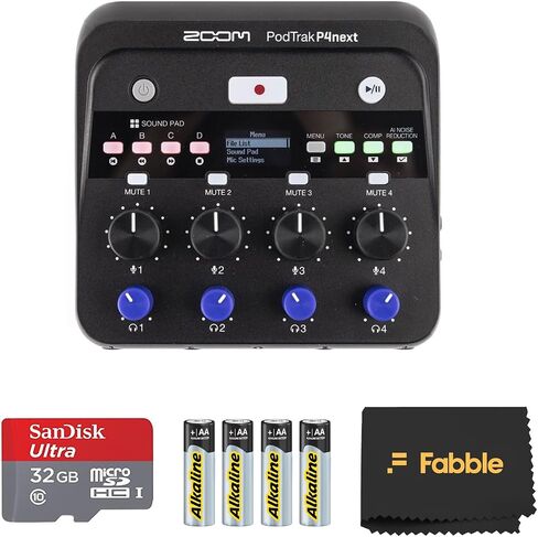 تتضمن حزمة مسجل البودكاست المحمول متعدد المسارات Zoom PodTrak P4next بطاقة ذاكرة microSDHC سعة 32 جيجابايت مع محول و4 بطاريات AA، مثالية لتسجيل البودكاست في أي مكان بسهولة. in Kuwait