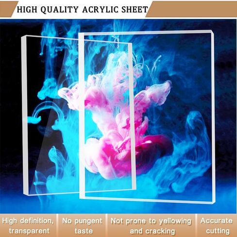 Clear Acrylic Sheet Plexiglass,1/4" Thick (6mm) Cast Acrylic Glass Sheet,Plexiglass Sheet for Craft Projects,Signs,Painting,Windows Replacement (2 Piece 5"x 7") in Kuwait