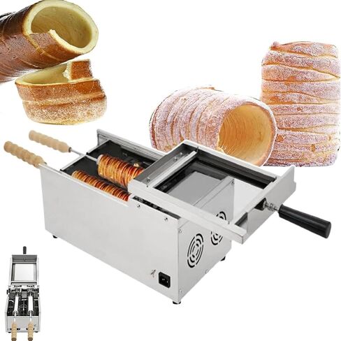 Electric Chimney Cake Oven Machine with 2 Rollers, Adjustable Temperature 50°C-300°C for Perfect Hungarian Pastries, Ideal for Bakeries and Home Use in Kuwait