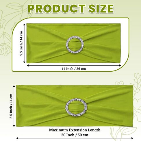 وشاح كرسي MDS-MEGADECORSUPPLY، 25 قطعة بلون أخضر تفاحي، شريط غطاء كرسي سباندكس مع مشبك منزلق لتزيين حفلات الزفاف والمناسبات، قابل للغسل، يناسب عرض ظهر الكرسي 35-50 سم in Saudi Arabia