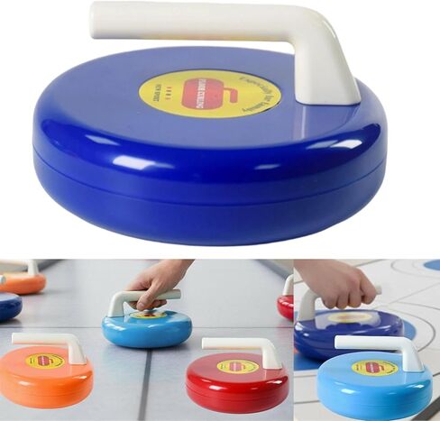 Kids Curling Game Travel Party 11cm Winter Sports Equipment Floor Curling Toy for Activities School Classroom, Blue in Kuwait