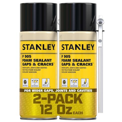 Stanley F905 Gaps & Cracks Sealant (2x12 Oz.) – Polyurethane Spray Foam Insulation for Window & Door, Waterproof Gap Filler, Low Expansion Foam for Indoor & Outdoor Use | Straw Use | 12 Oz. 2 Pack in Kuwait