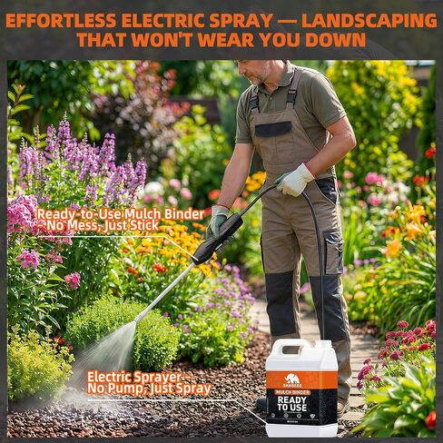 Ready to Use Mulch Binder with Electric Sprayer-1 Gallon Rock Glue for Landscaping, Intertek Test Landscape Pea Gravel Glue, Pet Safe Gravel Stabilizer for Garden Bed, Patio, Yard & Driveways in Kuwait