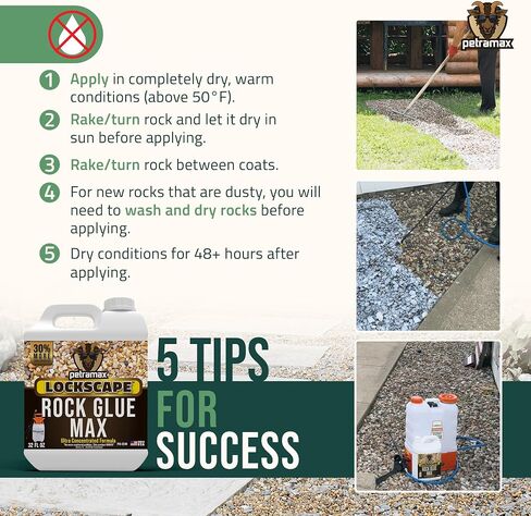 مجموعة المناظر الطبيعية من PetraMax Rock Glue - 32 أونصة (عبوتان) مثبت الحصى والحصى مع بخاخ مضخة Petratools HD101 سعة 1 جالون، لاصق حجري لأسرة الحدائق والممرات والحدود in Kuwait