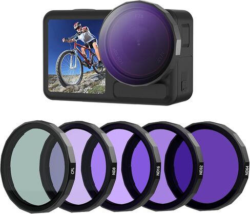 طقم تصفية 5 عبوات PL ND لـ OSMO Action 5 Pro Accessories ، CPL+ND8+ND16+ND32+ND64 Lens Lens Lens Cover for DJI Action 5 4 3 ، Multi Coated/HD Pansical Glass/Snap On/Metal Frame in Kuwait