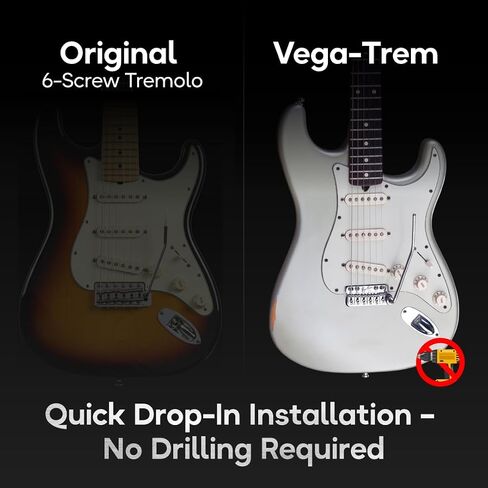 Vega Trem VT1 Special Standard Tremolo Bridge for Strat-Style Guitars – Drop-In 6-Screw No Mods Replacement, 2-Way Vibrato, Stable Tuning, Brass Block, Premium Finishes, Right-Handed in Kuwait