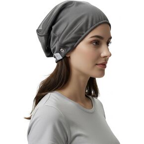 Grounding Hats with Grounding Cord 99% Silver Fabric Faraday Hat RF Shielding Hood WiFi Shielding Blocking Hat for Head, Neck, and Brain Protection in Kuwait