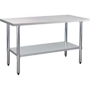 Stainless Steel Commercial Work Table with Adjustable Undershelf, NSF Certified Food Prep Station, Galvanized Legs, Kitchen Equipment Stand for Restaurant Cafe Utility Room (Silver,60" x 24") in Kuwait
