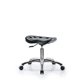 Thomas Scientific ESD-PTDHSL-CR-EC-BLK، مقعد مرتفع للمكتب من مادة البولي يوريثين ESD، قاعدة من الكروم، عجلات ESD، أسود in Kuwait