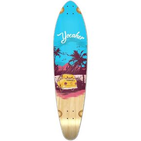 لوح تزلج Yocaher Longboard Kicktail Cruiser مقاس 40 بوصة × 10 بوصة مع شريط قبضة أسود ممتاز من BLACKWIDOW - سطح فقط - أزرق وأحمر in Kuwait