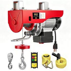 Electric Hoist 440LBS, 110V 510W Electric Winch with Wireless Remote Control,Single/Double Cable Lifting Height 39.4ft/20ft, 110V Electric Lift with Emergency Stop for Factories in Kuwait