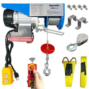 1760lb Electric Hoist with Remote Control/Wired Control, Electric Hoist 2 in 1, 110v Electric Hoist with Single/Double Slings,65.6/33ft Lifting Height, for Factory Attic Garage Warehouse in Kuwait