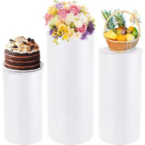 FAHKNS Cylinder Stands for Party, 3pcs Round Pedestal Stand, White Cake Stand for Wedding, Party, Birthday, Party Flowers, Display Columns cilindros para fiestas redondos blancos in Kuwait