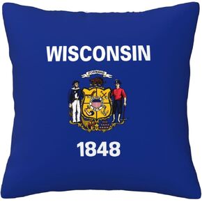 Wisconsin State Flag All-Season Throw Pillowcases, Fabric Sofa and Interior Decorative Pillowcases, Soft and Fluffy Cushions. in Kuwait