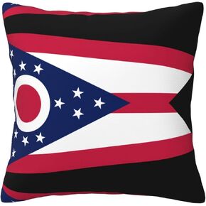 Ohio State Flag All-Season Throw Pillowcases, Fabric Sofa and Interior Decorative Pillowcases, Soft and Fluffy Cushions. in Kuwait