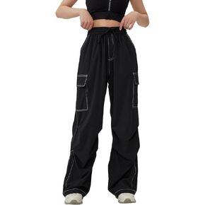 Skateboard Frog Women Y2K Baggy Cargo Pants Wide Leg Parachute Streetwear Hip Hop Dance Contrast Stitching Trousers in Kuwait