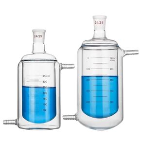 Single-Port Double-Layer Jacketed Reaction Bottle with Graduated Flask Glass(Flat 500ml) in Kuwait