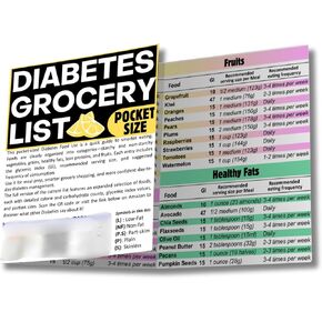 Diabetic Cheat Sheet Laminated. a Printable Type 2 Diabetes Food List Chart for Diabetic Meal Planning and grocery shopping. Lists Low Glycemic Index Foods. Pocket Size. Brochure. in Kuwait