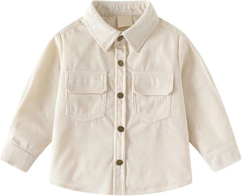 Kids Boys Girls Corduroy Shirt Jacket Toddler Long Sleeve Button Down Shirts Retro Corduroy Shacket Spring Preppy Outerwear in Kuwait