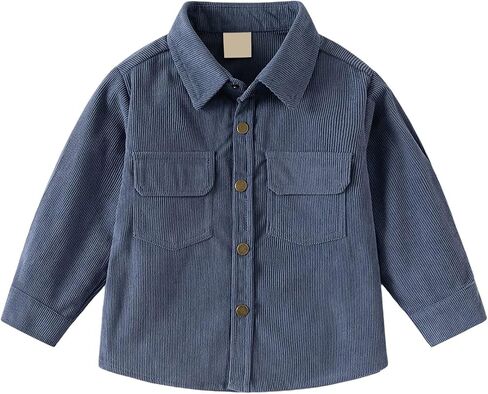 Kids Boys Girls Corduroy Shirt Jacket Toddler Long Sleeve Button Down Shirts Retro Corduroy Shacket Spring Preppy Outerwear in Kuwait