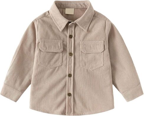 Kids Boys Girls Corduroy Shirt Jacket Toddler Long Sleeve Button Down Shirts Retro Corduroy Shacket Spring Preppy Outerwear in Kuwait