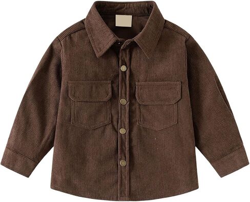 Kids Boys Girls Corduroy Shirt Jacket Toddler Long Sleeve Button Down Shirts Retro Corduroy Shacket Spring Preppy Outerwear in Kuwait