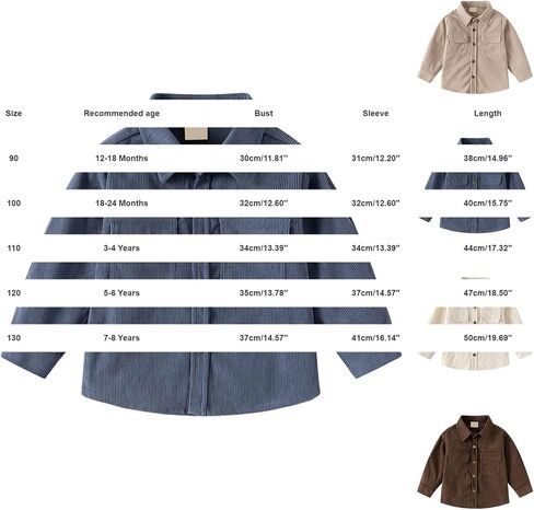 Kids Boys Girls Corduroy Shirt Jacket Toddler Long Sleeve Button Down Shirts Retro Corduroy Shacket Spring Preppy Outerwear in Kuwait