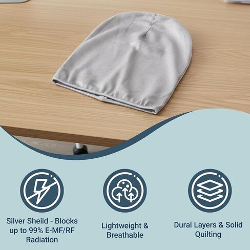 Grounding Hats with Grounding Cord 99% Silver Fabric Faraday Hat RF Shielding Hood WiFi Shielding Blocking Hat for Head, Neck, and Brain Protection in Kuwait
