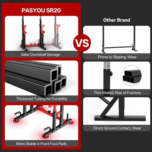 PASYOU Adjustable Power Rack, Adjustable Squat Rack for Home Gym, Weight Rack Stand with Spotters, Push Up Portable Strength Training Dumbbell Rack for Home Gym Equipment, 1200LBS in Kuwait