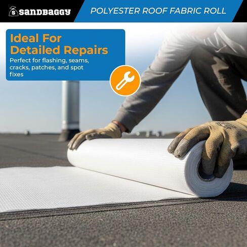 Contouring Polyester Roof Reinforcement Fabric (12" x 81 ft Roll) - Sandbaggy (1, 12" x 81 ft) in Kuwait