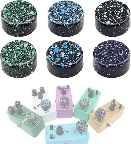 6pcs Guitar Effect Pedal Footswitch Caps,Aluminum Alloy Shell Colorful Dot Painted Guitar Effect Pedal Foot Switch Protection Cap, Tool-Free Snap-On Design Pedal Foot Nail Cap in Kuwait