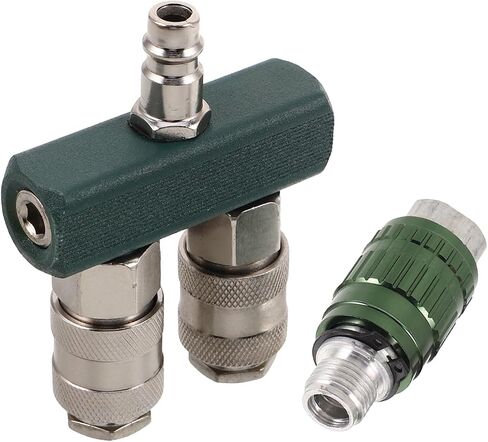 Abaodam 2-way Air Hose Coupler Quick Connect Fittings 1/4 Inch Male Plug Lightweight Compact Iron Nickel Plated Pneumatic Air Compressor Accessories for Tubing Splitters in Kuwait