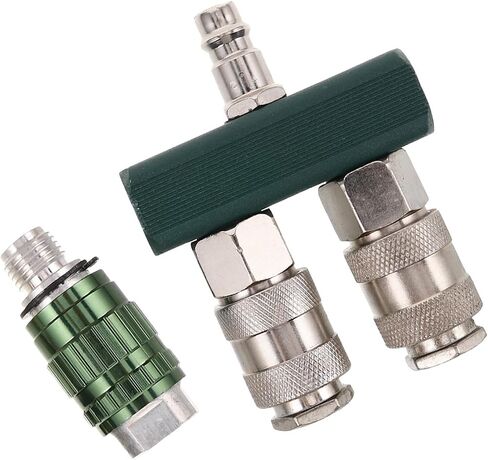 Alasum 2-way Air Pipe Splitter Quick Connect Fittings with 1/4 Inch Male Plug and Iron Nickel Plating, Compact Pneumatic T-connector Quick Coupler for Air Hose Attachments and Compressor in Kuwait
