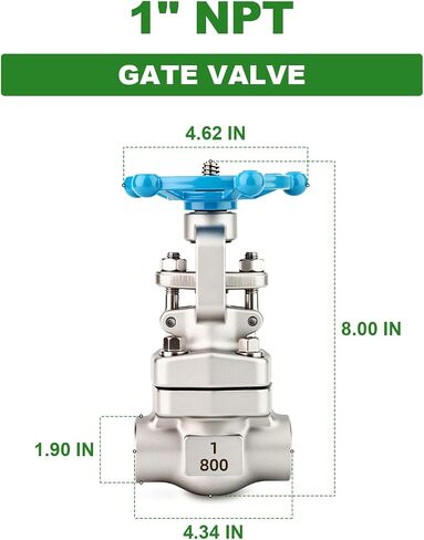 TAISHER 1PCS Forging of 304 Stainless Steel Gate Valve, 1" NPT Female Rotary Sluice Valve With Wheel Handle, For Water, Oil, Gas in Kuwait