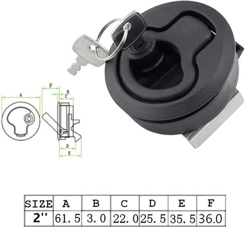 Black 2inch Round Flush Pull Slam Latch Lift Hardware with Lock Key Kit for Boat RV Yacht Accessories 4Pcs in Kuwait