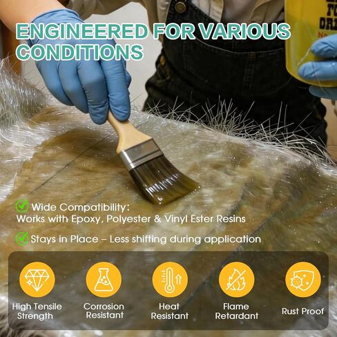 1708 Biaxial Fiberglass Cloth | 12" X 30ft Fiberglass Mat Roll & Sheet, Heavy Duty Fiber Glass for Boat Repair, Molding, Roofing, Compatible with Epoxy & Polyester Repair in Kuwait