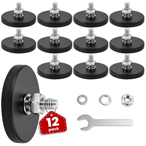 E BAVITE 30PCS 1/4inch Rubber Coated Magnets, 30LBS Anti-Scratch Neodymium Large Magnet Magnetic Non-Slip Strong Monting Magnet for Lighting Bar, Camera and Additional Mirrors in Kuwait