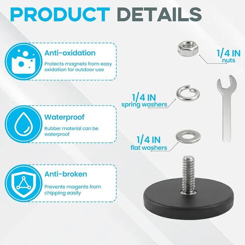 E BAVITE 30PCS 1/4inch Rubber Coated Magnets, 30LBS Anti-Scratch Neodymium Large Magnet Magnetic Non-Slip Strong Monting Magnet for Lighting Bar, Camera and Additional Mirrors in Saudi Arabia