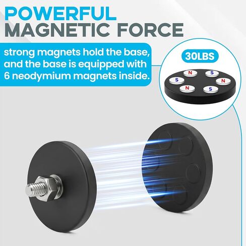 E BAVITE 30PCS 1/4inch Rubber Coated Magnets, 30LBS Anti-Scratch Neodymium Large Magnet Magnetic Non-Slip Strong Monting Magnet for Lighting Bar, Camera and Additional Mirrors in Saudi Arabia