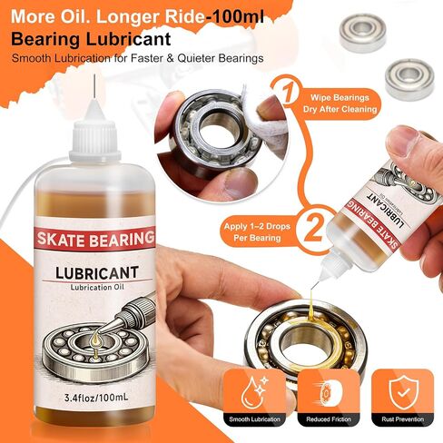 Skate Bearing Cleaning Kit – Portable Complete Bearing Maintenance System with Cleaning Bottle, 200ml Cleaner, 100ml Lubricant Oil, Bearing Press Puller & T Tool for Skateboard & Roller Skates in Kuwait
