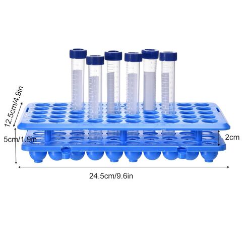 BIGLEE Plastic Test Tube Holder Rack with Silicone Pad for 5ml/10ml/15ml Centrifuge Tubes, Detachable,Holes 50 (1, Dark Blue, 9.6X4.9IN) in Kuwait