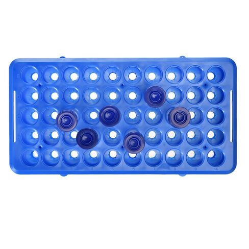 BIGLEE Plastic Test Tube Holder Rack with Silicone Pad for 5ml/10ml/15ml Centrifuge Tubes, Detachable,Holes 50 (1, Dark Blue, 9.6X4.9IN) in Kuwait