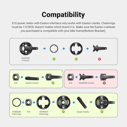 CooSpo S10 Power Meter Spider for Easton 110 BCD 4-Bolt Crankset، عداد طاقة دقيق مزدوج الجوانب، متوافق مع Bluetooth/ANT+، عنكبوت خفيف الوزن لركوب الدراجات على الطرق والجبال in Kuwait