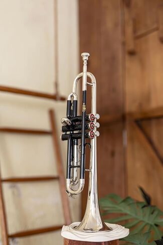 Bb Trumpet for Students & Adults – Silver & Black Lacquer Finish | Brass Wind Instrument with Mouthpiece & Hard Case for Learning & Band Practice in Kuwait