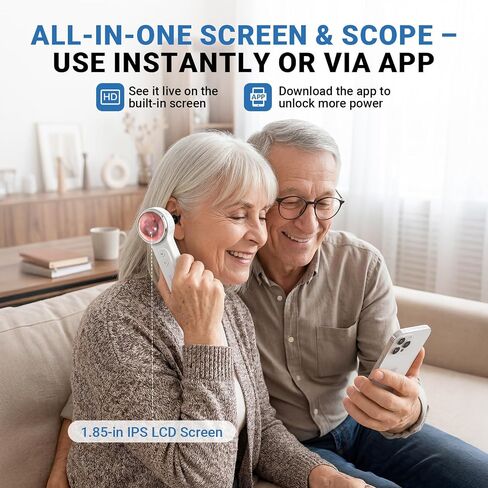 ScopeAround Digital Otoscope Camera w/Built-in Screen, Otoscope with Light Ear Scope for Home Use, Ear Light Otoscope with Camera, Easy Viewing for Everyday Ear Checks, Android/iPhone in Kuwait