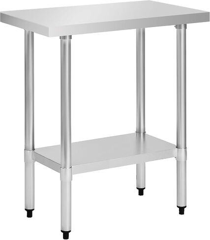 Stainless Steel Work Table, NSF Certified Prep Station with Adjustable Galvanized Undershelf, 18 Gauge Metal Utility Bench for Restaurant Kitchen Cafe Catering Foodservice (Silver,30" x 18") in Kuwait