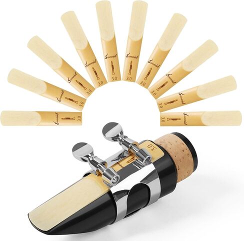 10 Pack Bb Clarinet Reeds, Natural Cane Reeds with Storage Case, Thin Tip Unfiled Cut Design, Easy Play Traditional Reeds for Beginners & Professional Musicians, Strength 2.5 in Kuwait