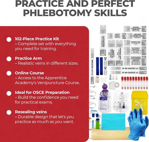 The Apprentice Doctor Phlebotomy Practice Arm Kit with Online Learning – Skill-Building Model Arm for Students, Beginners & Home Study in Kuwait