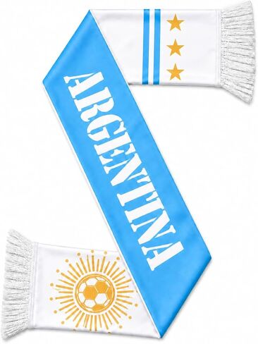 Argentina Soccer Fan Scarf, Argentina Flag Double Sided Printed, Patriotic Sports Supporter 5.9 x 60 Inch, Polyester National Team Souvenir Scarf Gift for Men Women Game Day Stadium Party in Kuwait